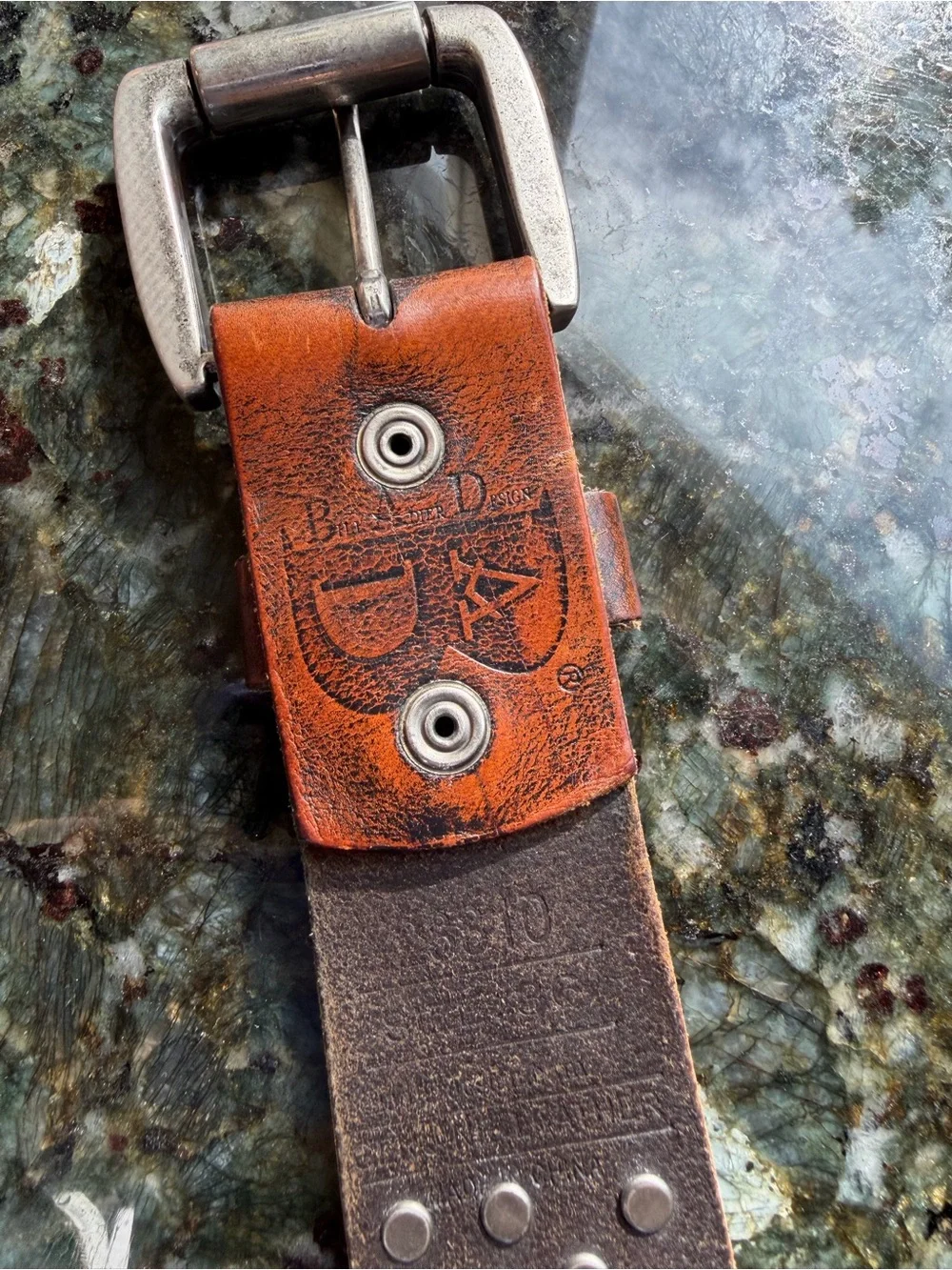 Bill Adler Design Brown Leather Belt w Silver Studs. Western. Cowboy. Sz 36. EUC